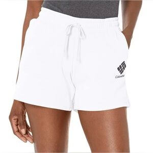 NWT Columbia Women's Trek French Terry Shorts, White/Black Stacked Logo, XXL